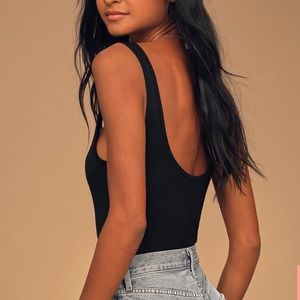 Lulu’s Black Ribbed Bodysuit